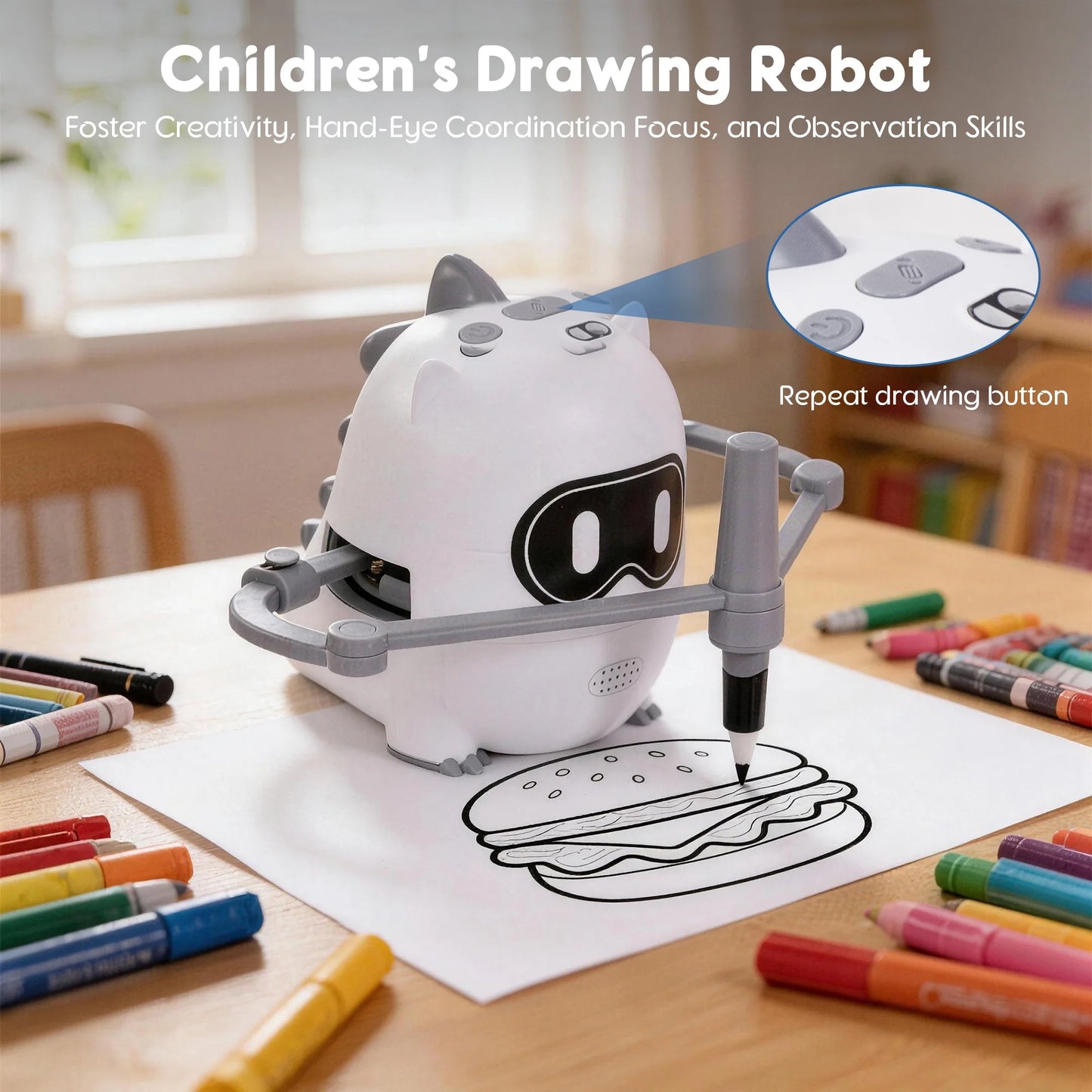 SaveJoy Learning Drawing Robot for Kids (100 Cards)