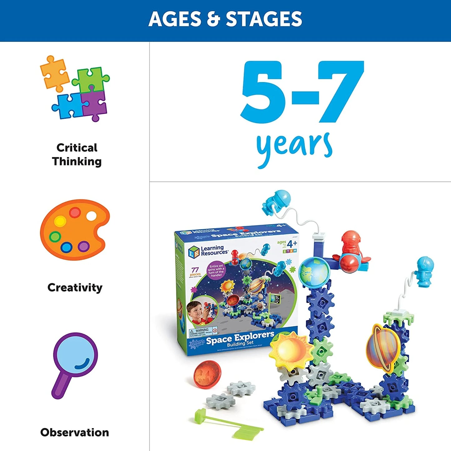 Learning Resources Gears! Gears! Gears! Space Explorers Building Set