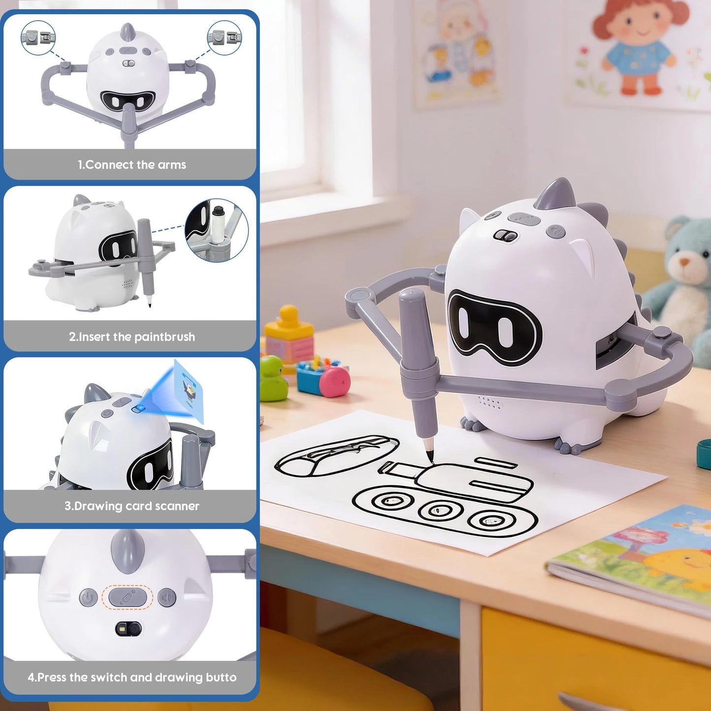 SaveJoy Learning Drawing Robot for Kids (100 Cards)