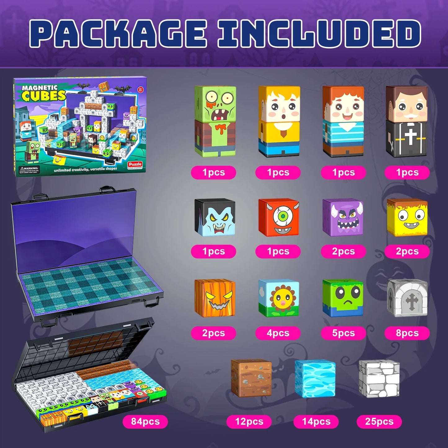Magnetic Building Blocks Set (84 Pieces)