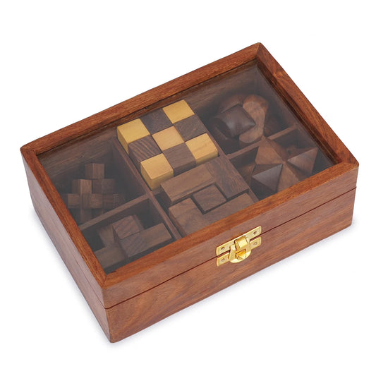 Ajuny Wooden Puzzle Box Set (6 Games)