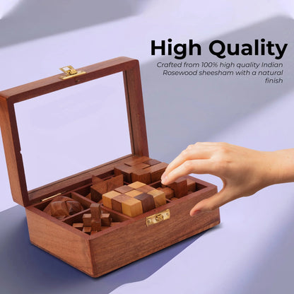 Ajuny Wooden Puzzle Box Set (6 Games)