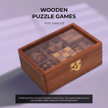 Ajuny Wooden Puzzle Box Set (6 Games)