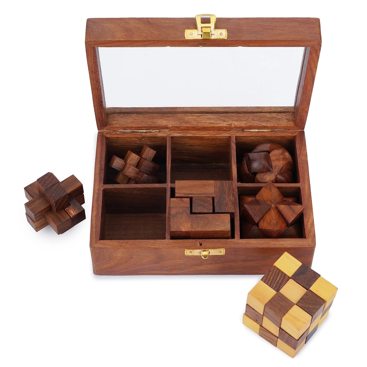 Ajuny Wooden Puzzle Box Set (6 Games)