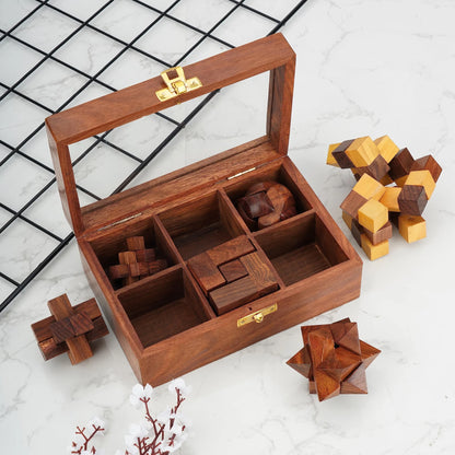 Ajuny Wooden Puzzle Box Set (6 Games)