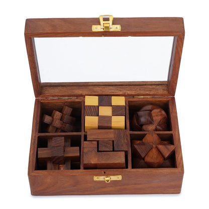 Ajuny Wooden Puzzle Box Set (6 Games)