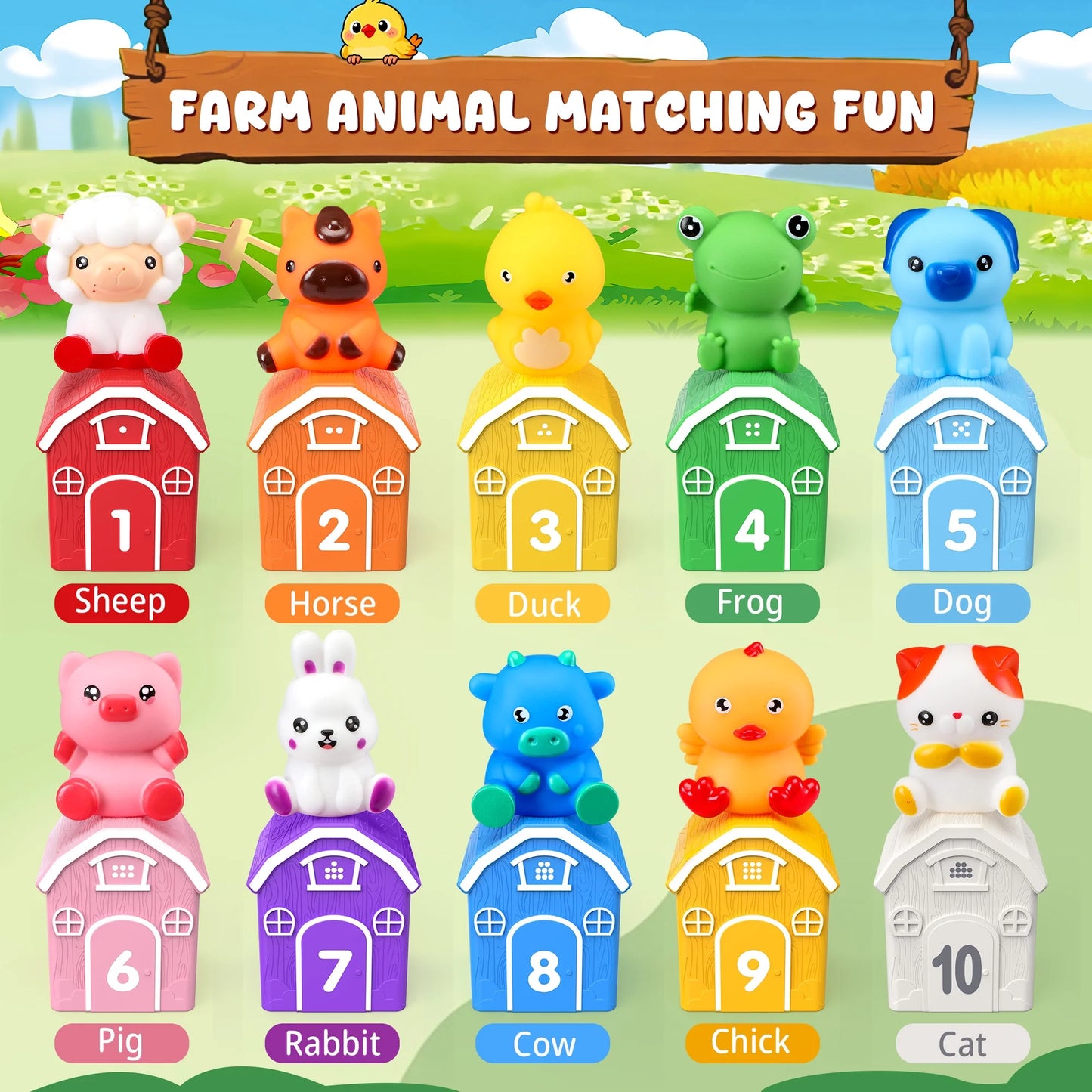 QIAHO Montessori Farm Toys Set (20 Pieces)